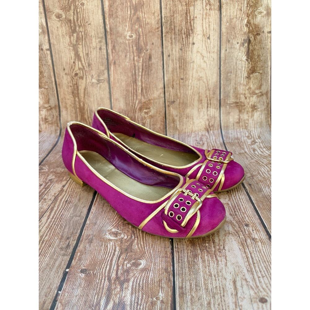 Vintage Nine West Flat Woman Shoes Size 7.5M Pink/Purple Leather